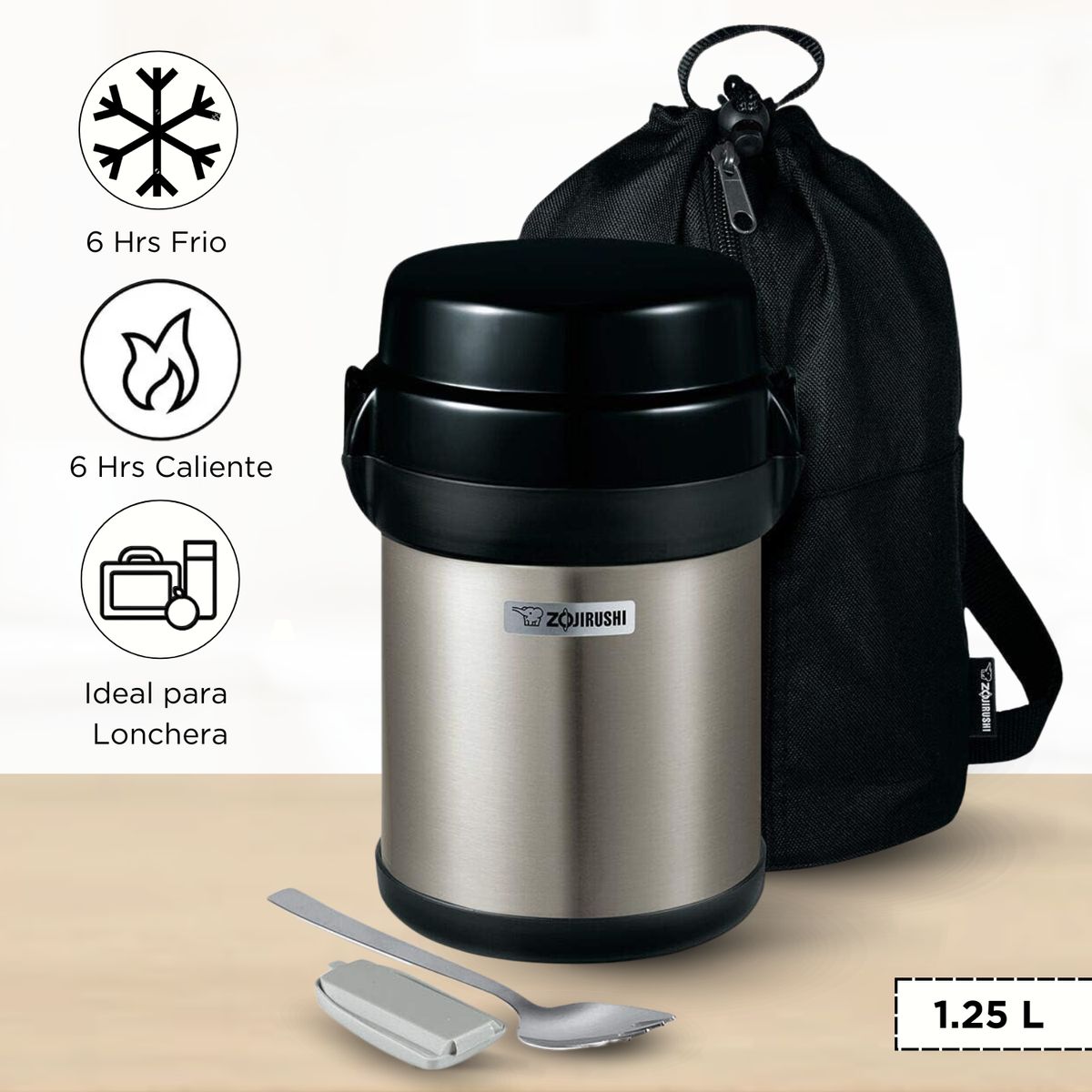 ZOJIRUSHI - Termo de Comida 4 Divisiones Mr Bento Zojirushi Negro 1.23l