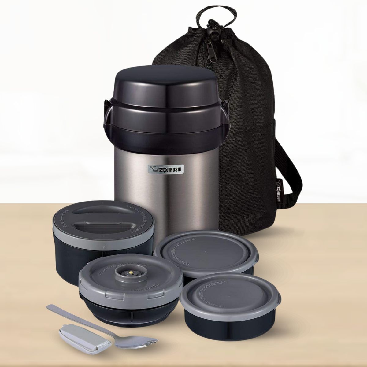 ZOJIRUSHI - Termo de Comida 4 Divisiones Mr Bento Zojirushi Negro 1.23l