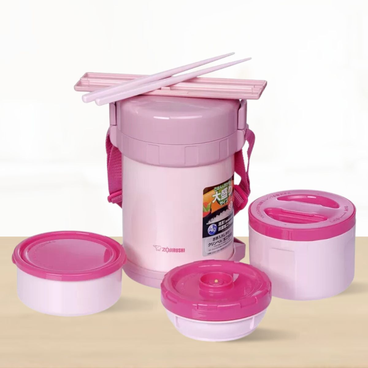 ZOJIRUSHI - Termo de Comida Japon 3 Divisiones Zojirushi Rosado