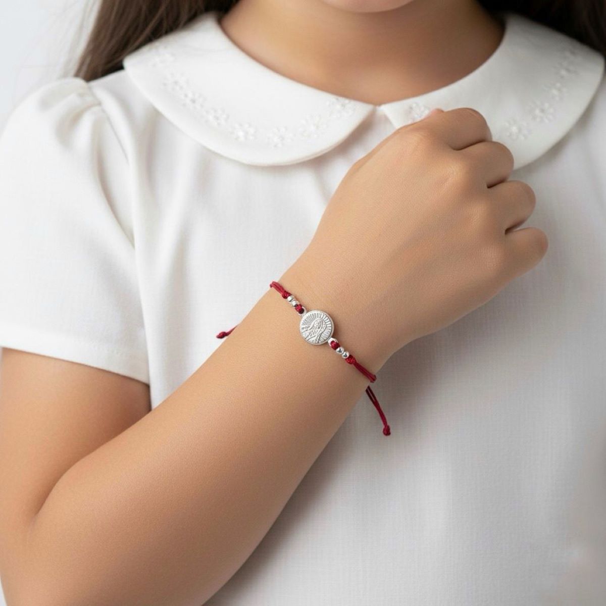 SANTORAL - Pulsera Rostro de Guadalupe - Hilo y Plata