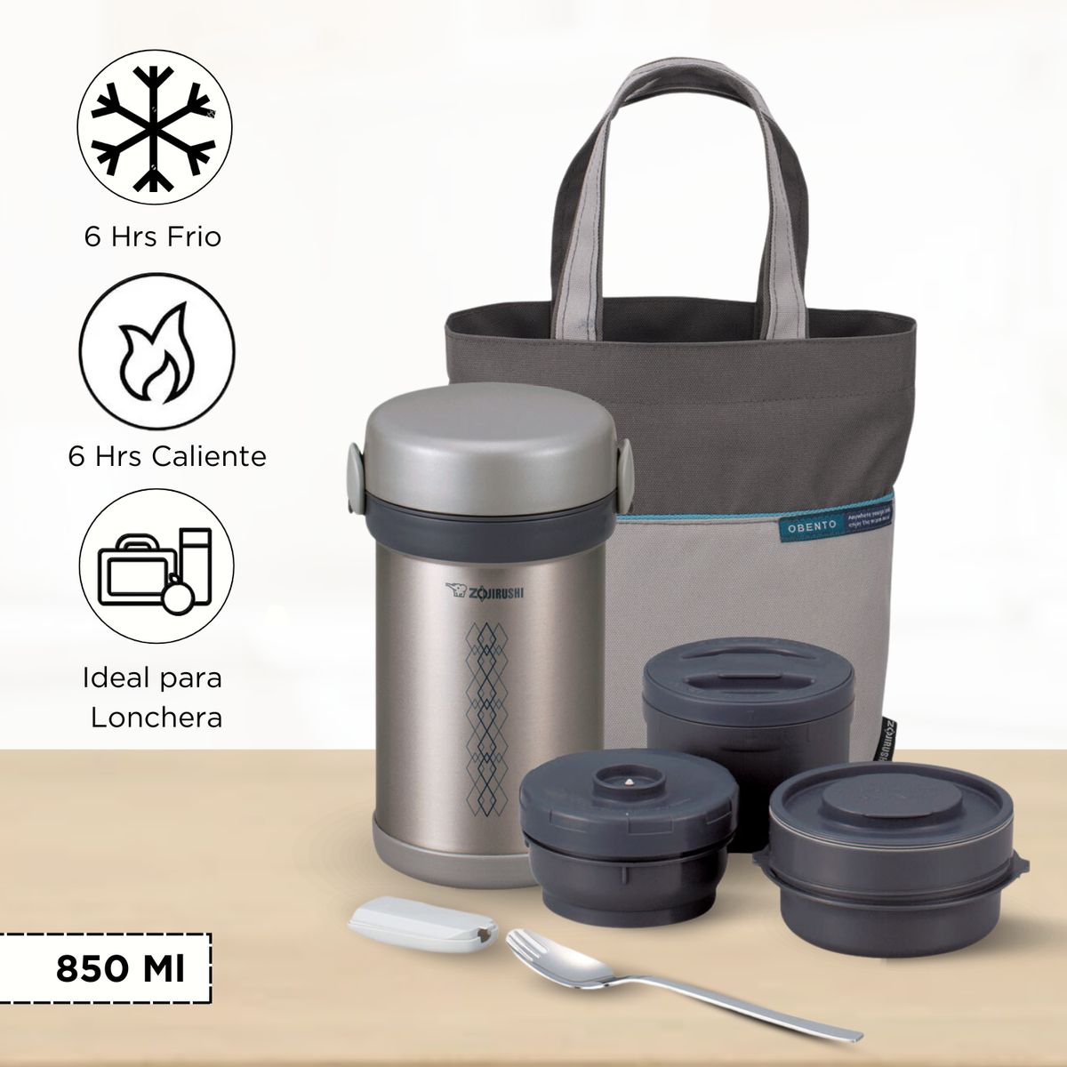 ZOJIRUSHI - Termo de Comida 3 Divisiones Mr Bento Zojirushi 850 Ml