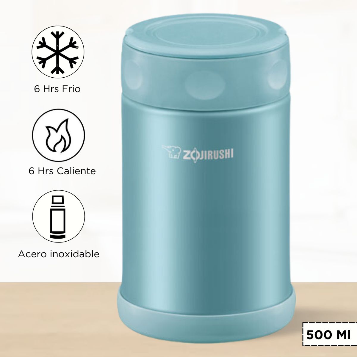 ZOJIRUSHI - Termo de Comida Steel Food Zojirushi Celeste 500 Ml