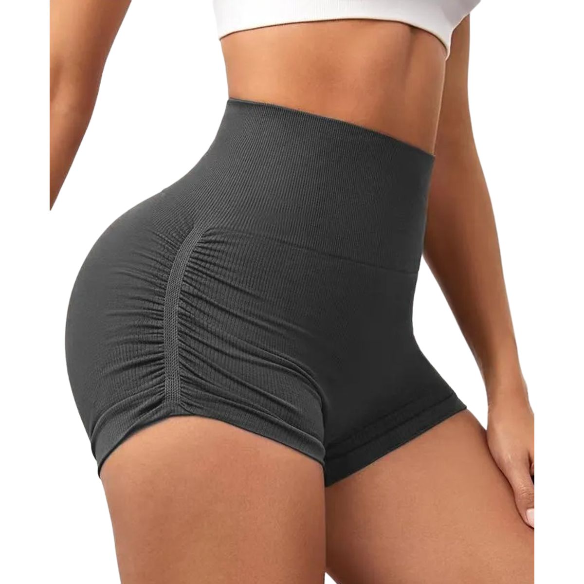 ROYAL PEACH APPAREL - Short deportivo GRIS corte lateral - Ropa deportiva mujer gym