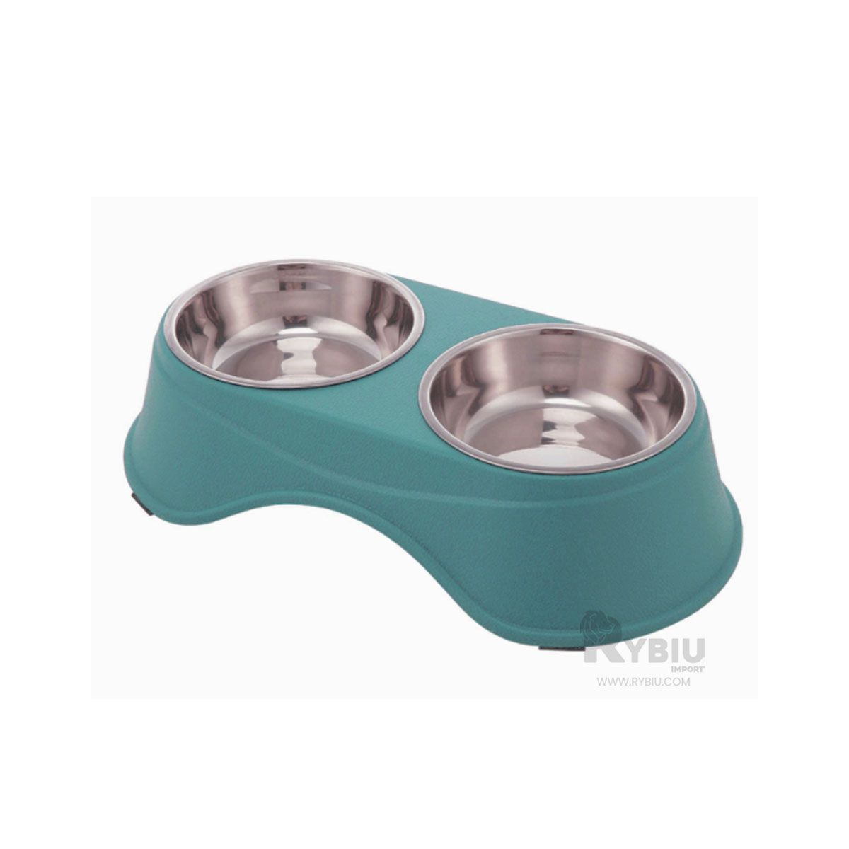 GENERICO - Comedero Doble para Mascotas en Celeste Y+Papel de Regalo