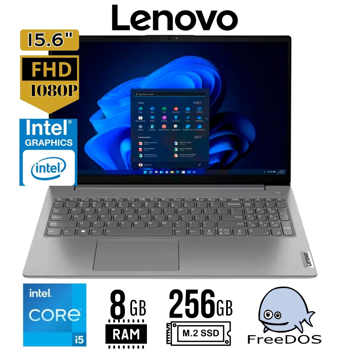 LENOVO - Laptop Lenovo V15 G4 IRU, intel Core i5 13va Gen, Ram 8GB, SSD 256 GB, 15.6 FHD, FreeDos