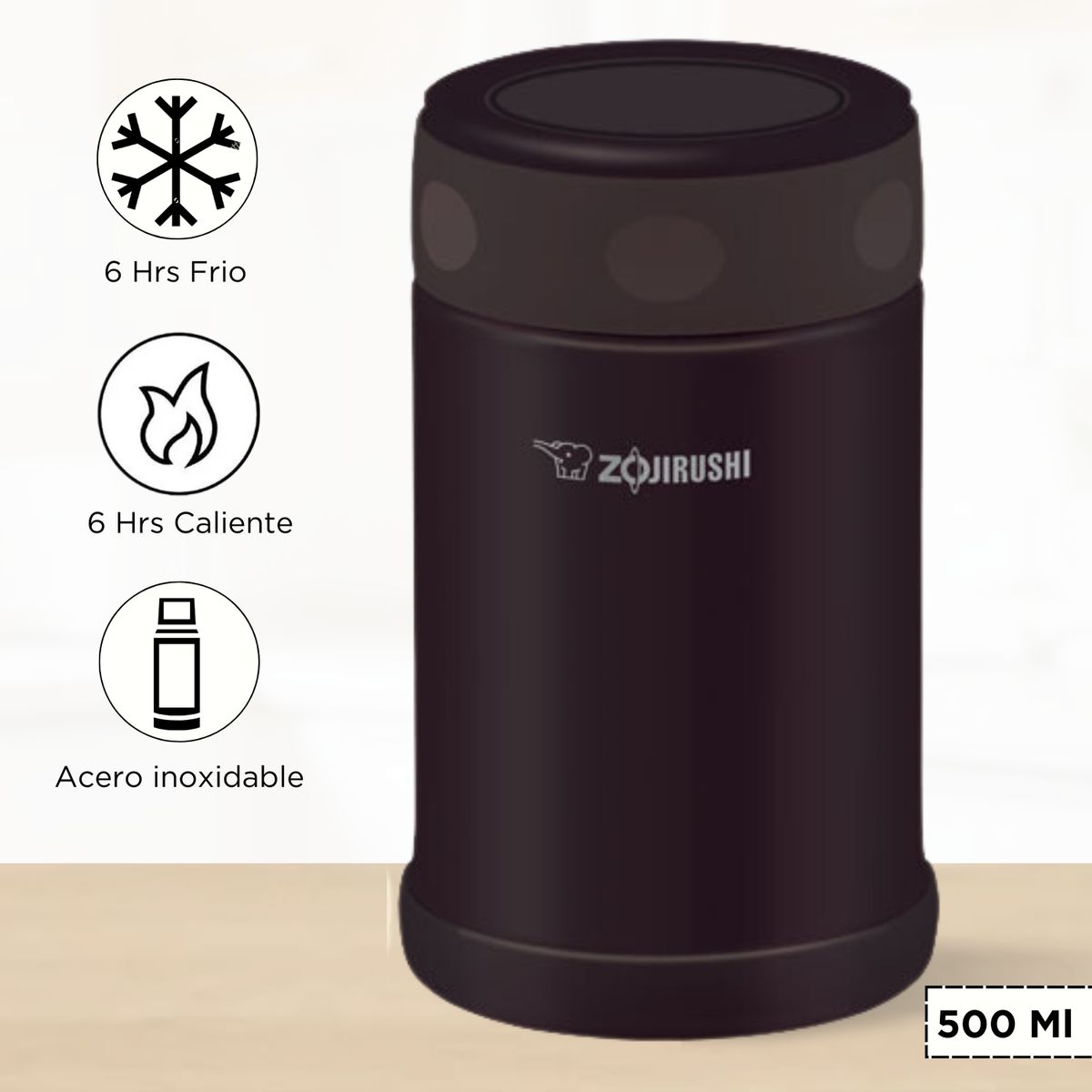 ZOJIRUSHI - Termo de Comida Steel Food Zojirushi Marron 500 Ml