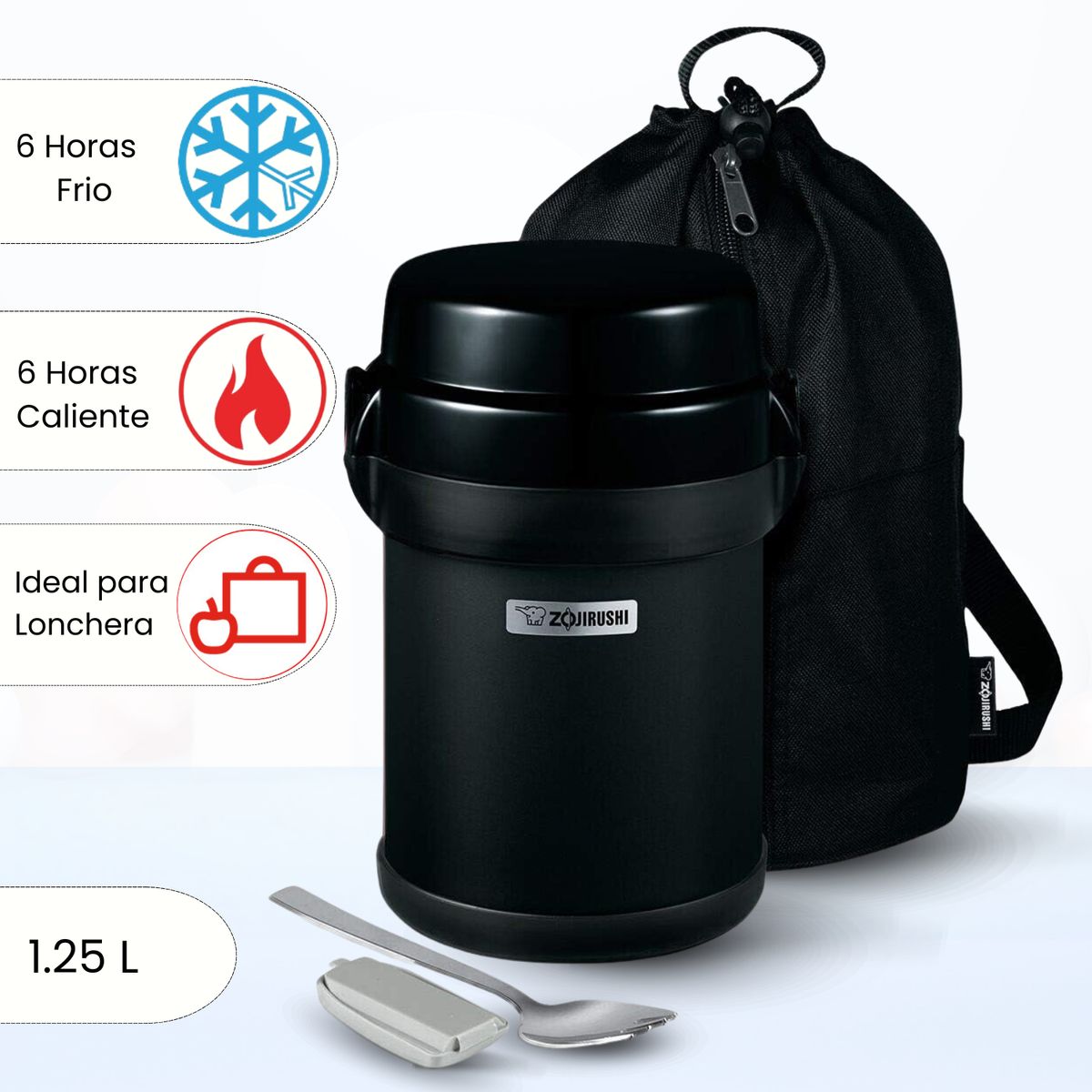 ZOJIRUSHI - Termo de Comida 4 Divisiones Mr Bento Zojirushi Negro 1.23 L