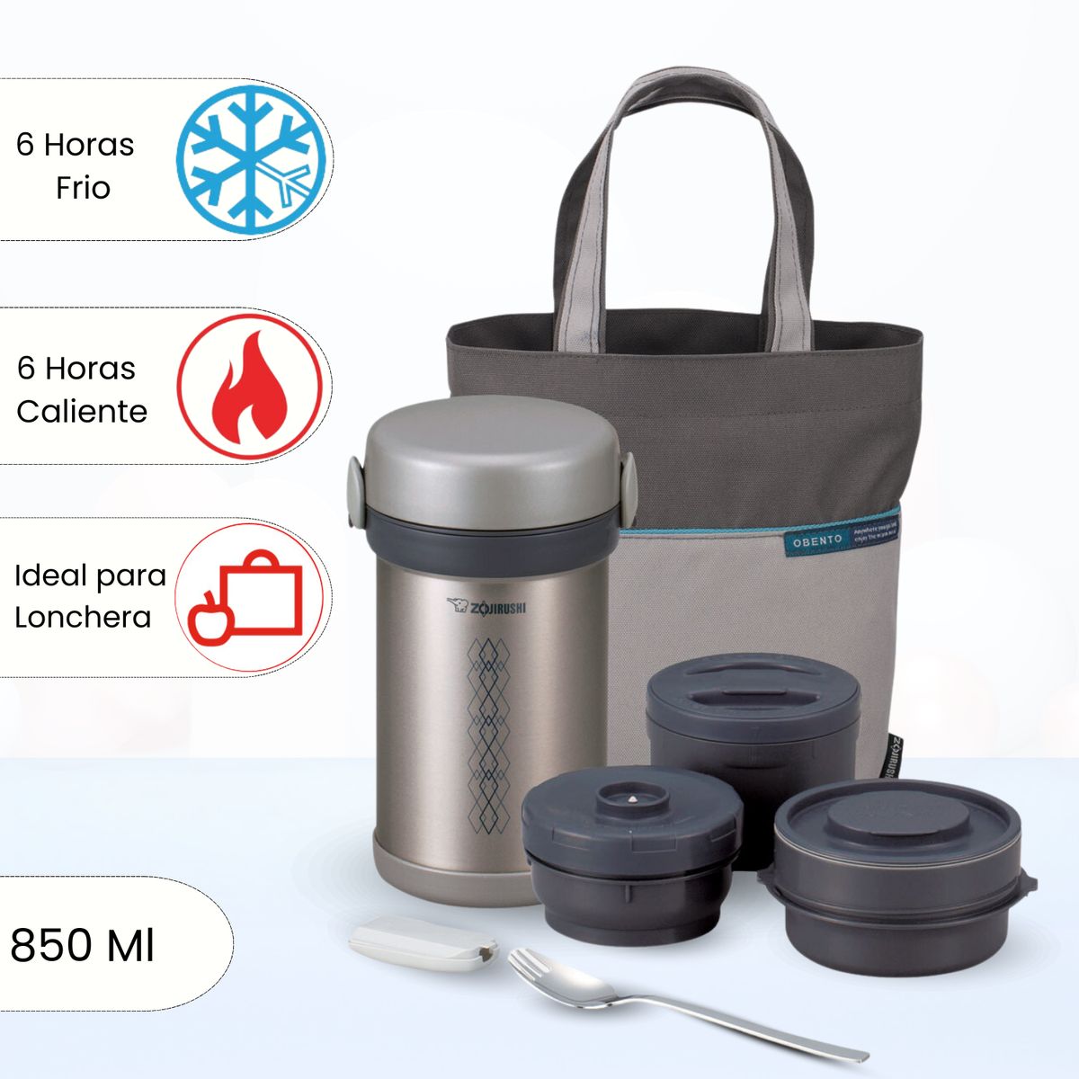 ZOJIRUSHI - Termo de Comida 3 Divisiones Mr Bento Zojirushi 850 Ml