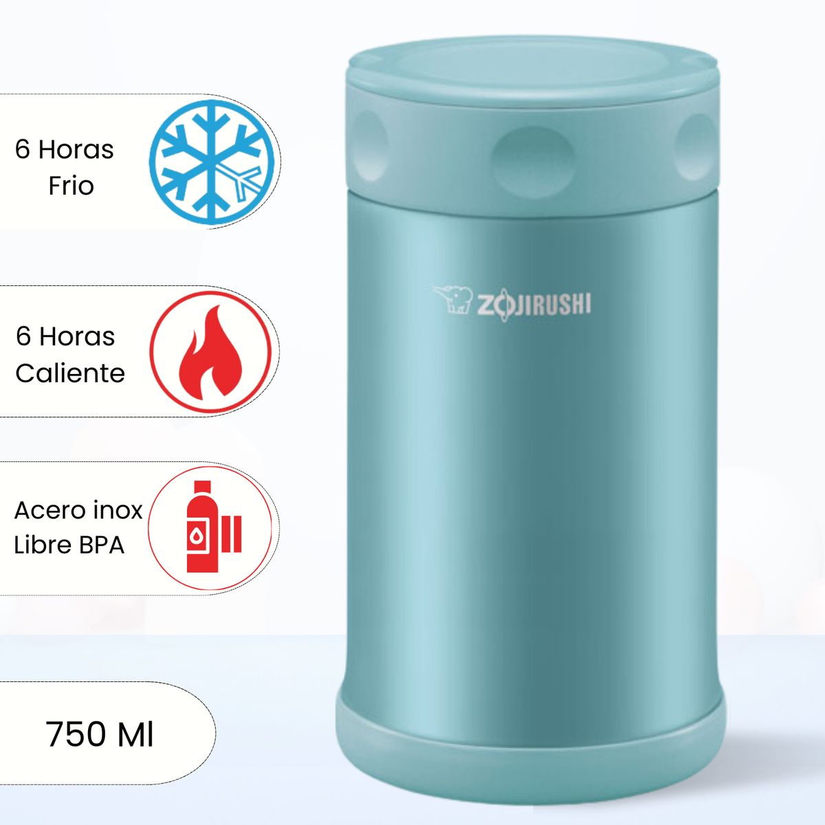 ZOJIRUSHI - Termo de Comida Steel Food Zojirushi Celeste 750 Ml