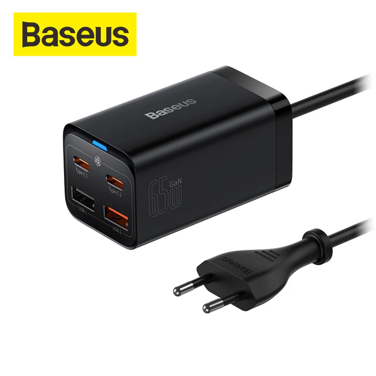 BASEUS - Cargador GaN3 65W 4 puertos, para Celular, Laptop, Mac - Baseus