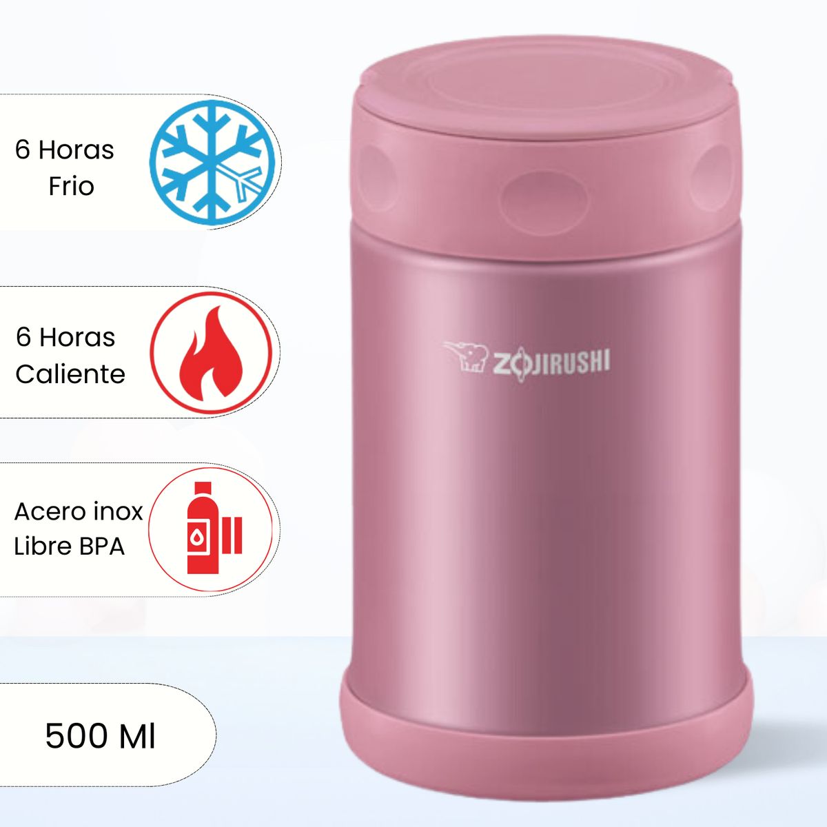 ZOJIRUSHI - Termo de Comida Steel Food Zojirushi Rosado 500 Ml