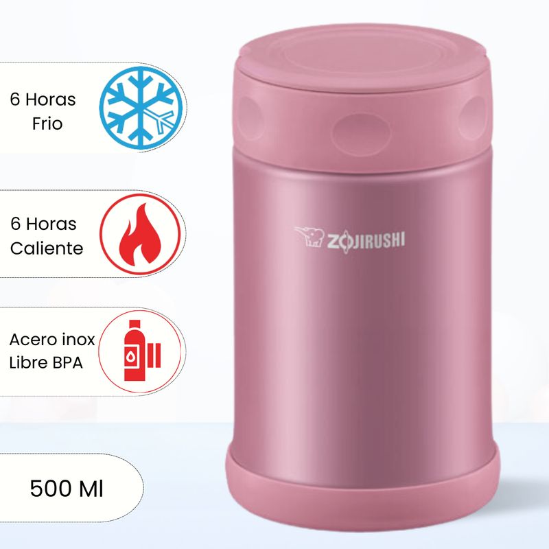 ZOJIRUSHI - Termo de Comida Steel Food Zojirushi Rosado 500 Ml