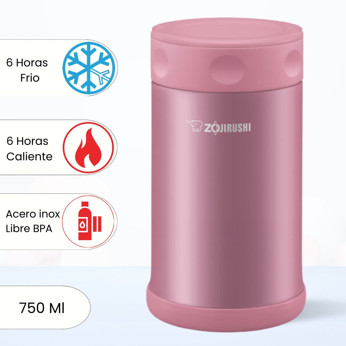 ZOJIRUSHI - Termo de Comida Steel Food Zojirushi Rosado 750 Ml