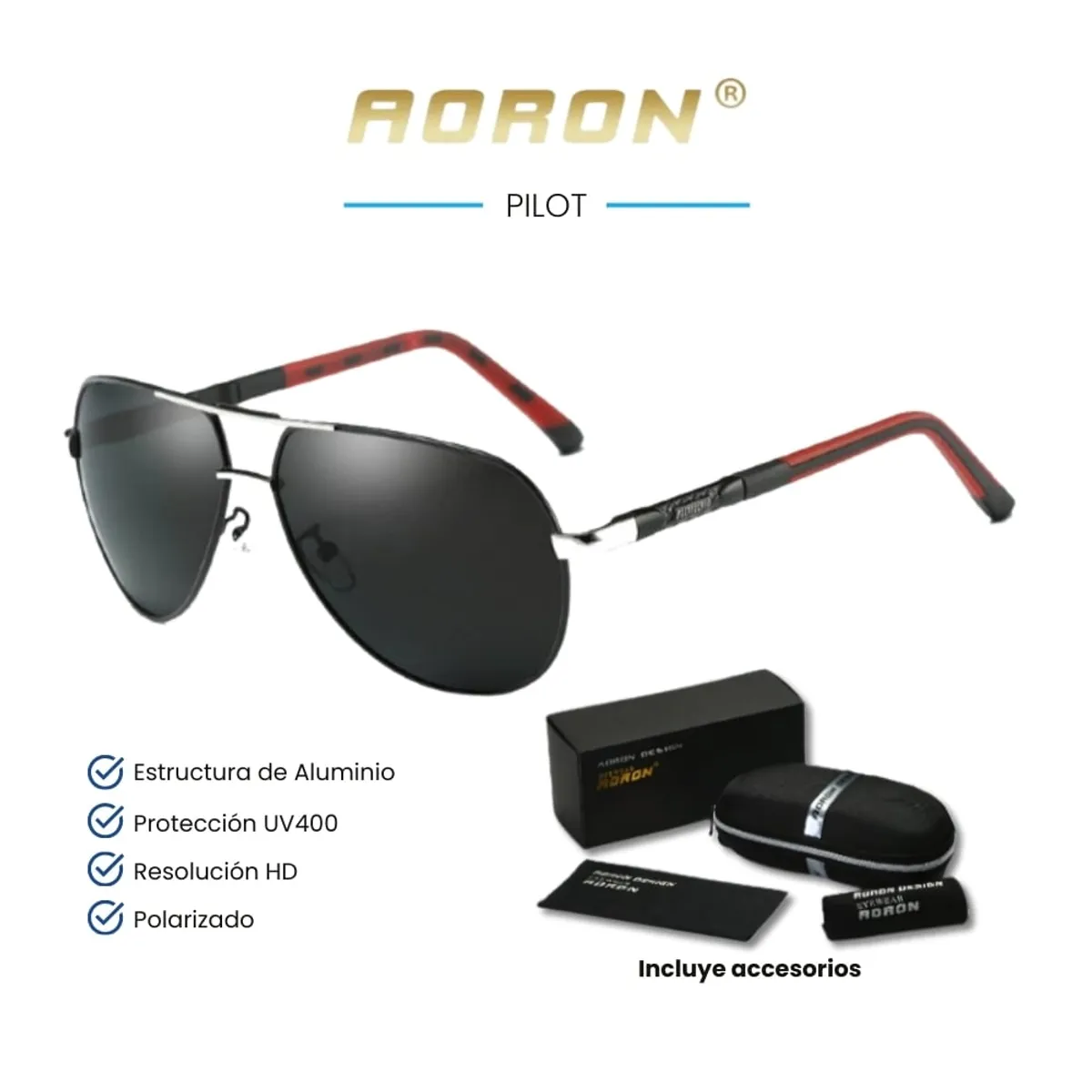 GENERICO - Lentes de Sol AORON  Pilot - Polarizados - UV400