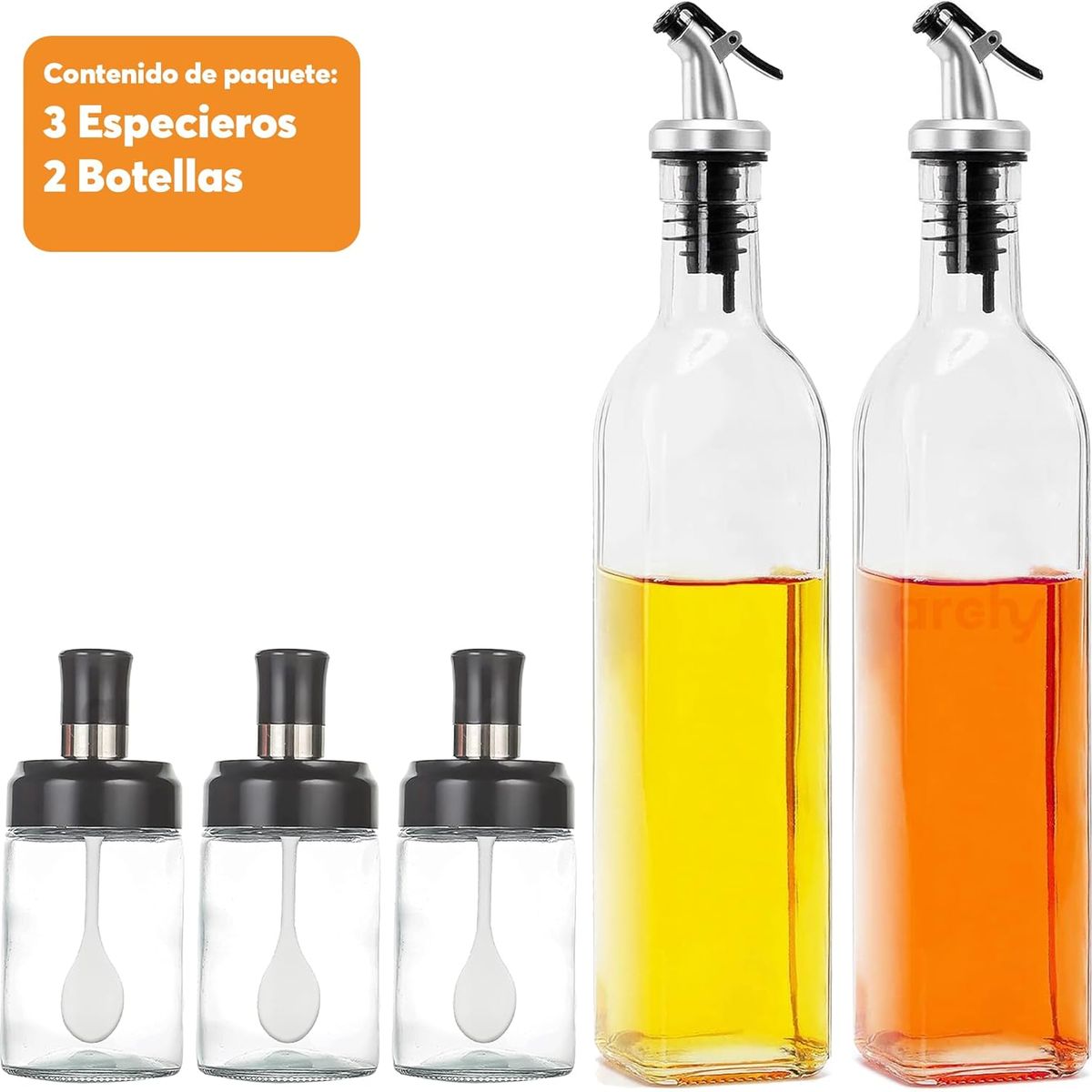 GENERICO - Set de cocina aceiteros y condimentos de 5 piezas