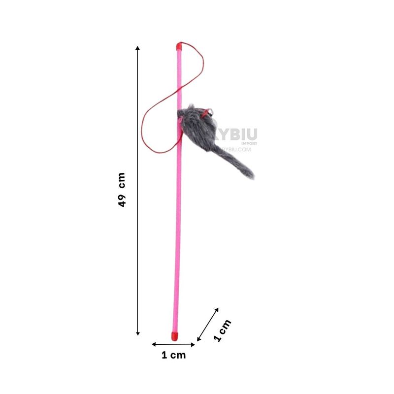 RYBIU IMPORT - Palo con Ratoncito para Gatos Rosado Y+Envoltorio de Regalo