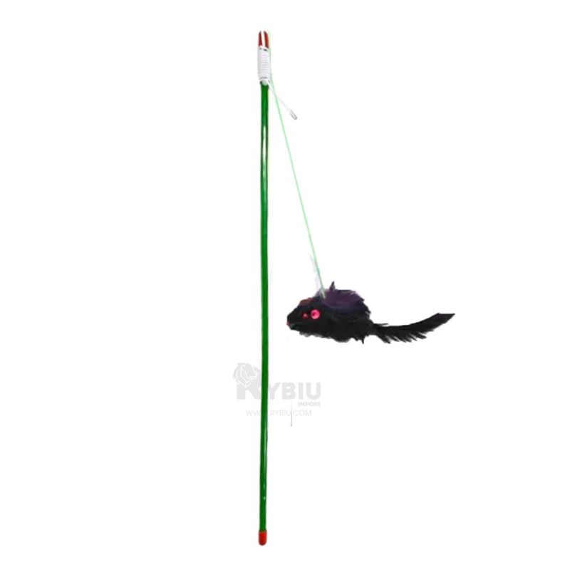RYBIU IMPORT - Palo con Ratoncito para Gatos Verde Y+Envoltorio de Regalo