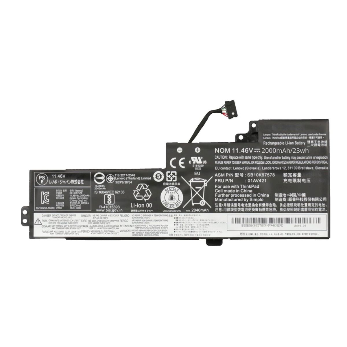 OEM - Batería para Laptop Lenovo 01AV42 Thinkpad T470 T480 20HE A475