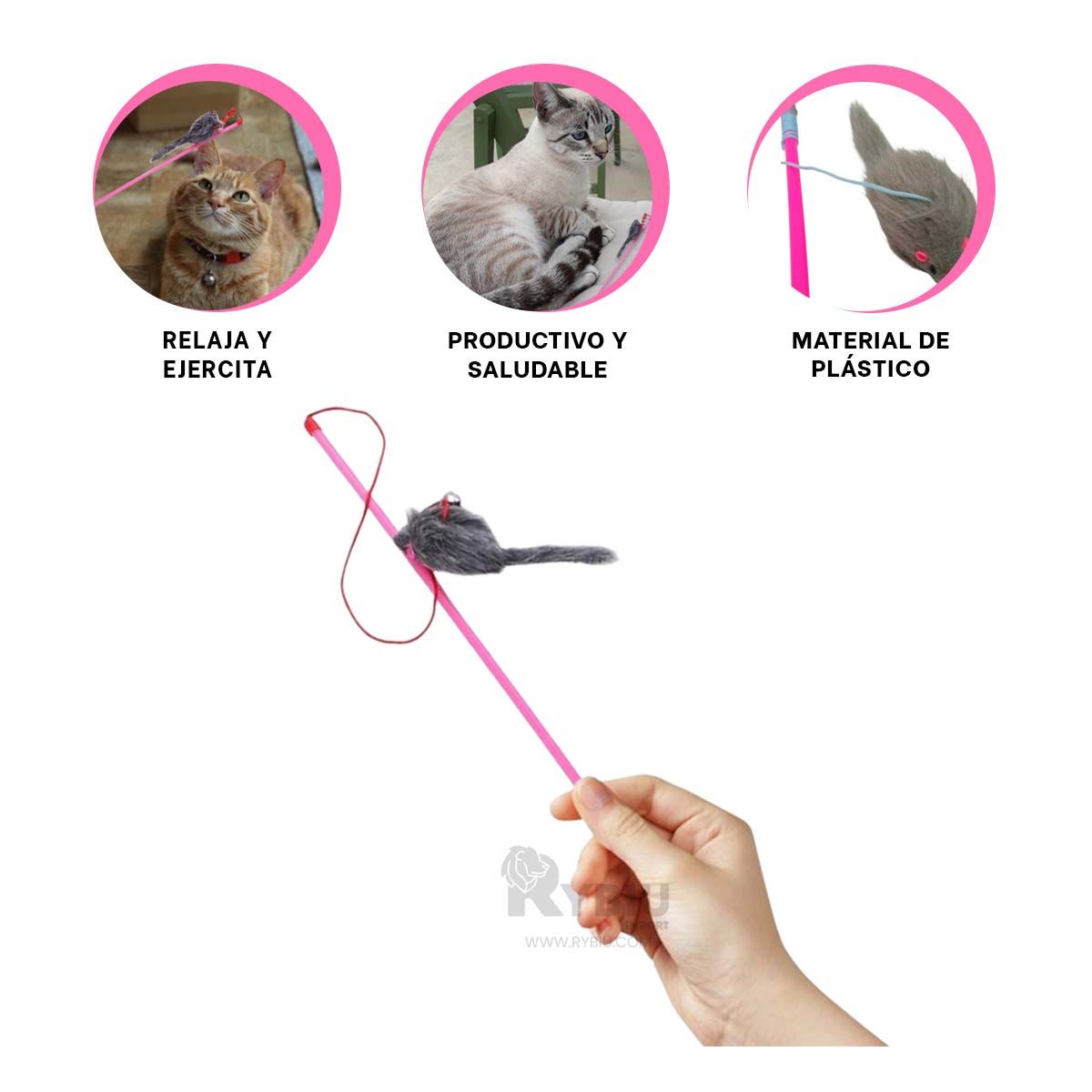 GENERICO - Baston para Animales en Tono Rosado Y+Ligas de Regalo