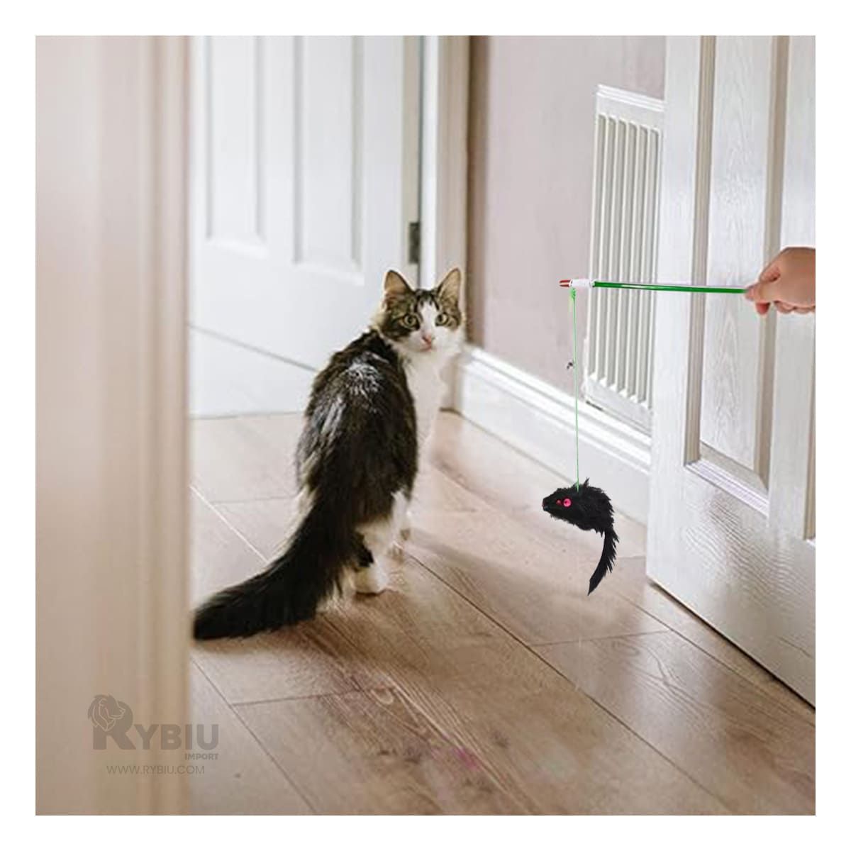 GENERICO - Varita Interactiva con Roedor para Gato en Verde Y+Agendita