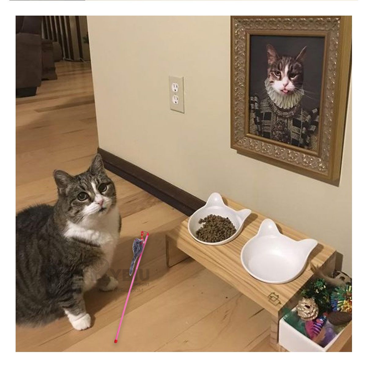 GENERICO - Varita para Gatos con Juguete de Raton Plomo en Color Rosado