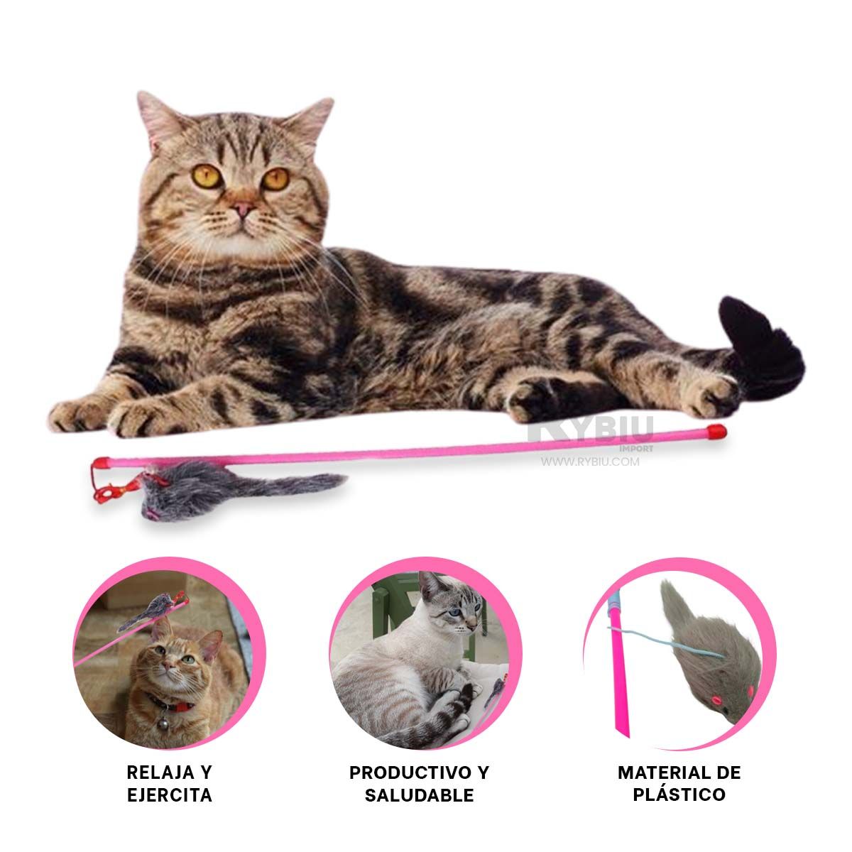 GENERICO - Baston para Animales en Tono Rosado Y+Ligas de Regalo