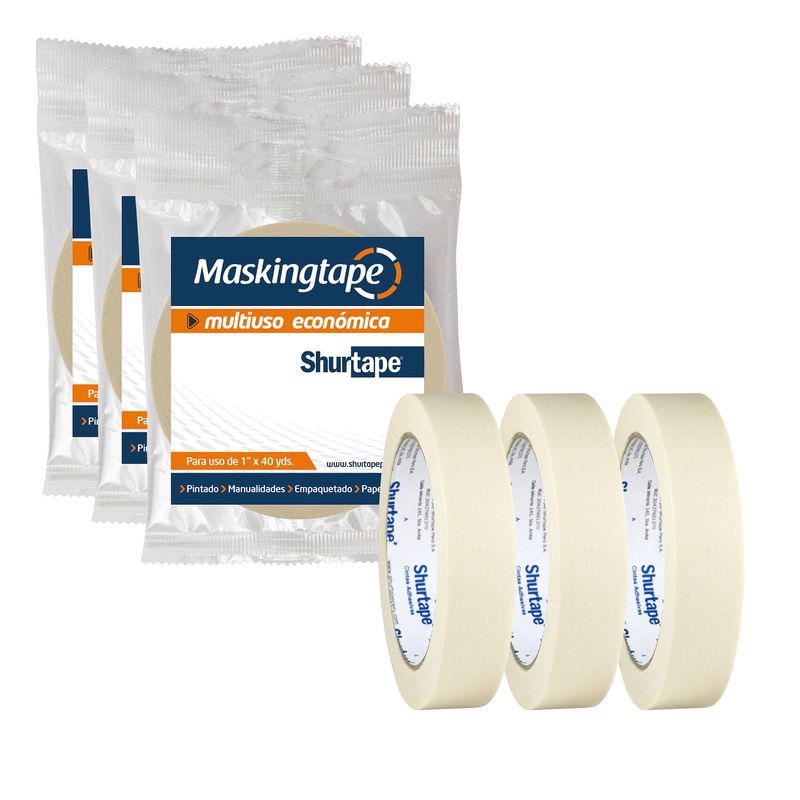 SHURTAPE - Masking Tape 1" x 40 Yds Pack x3