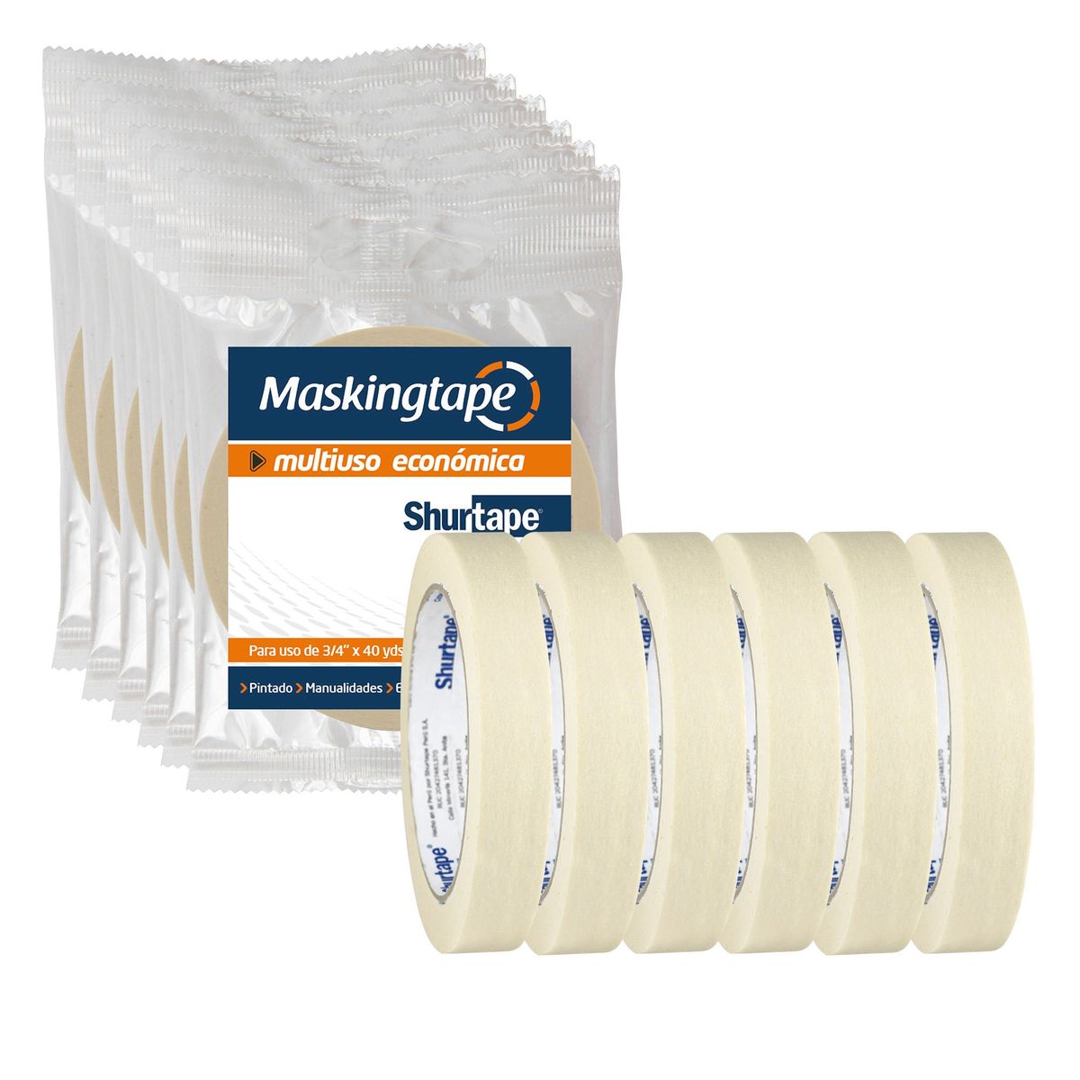 SHURTAPE - Masking Tape 3/4" x 40 Yds Pack x6