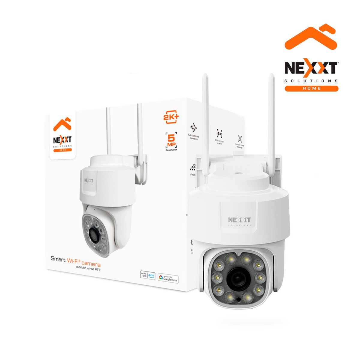 NEXXT SOLUTIONS - Cámara PTZ Wifi Nexxt NHC-OP10 5MP Zoom 6X Audio 2 vías Reflector Sirena RJ45