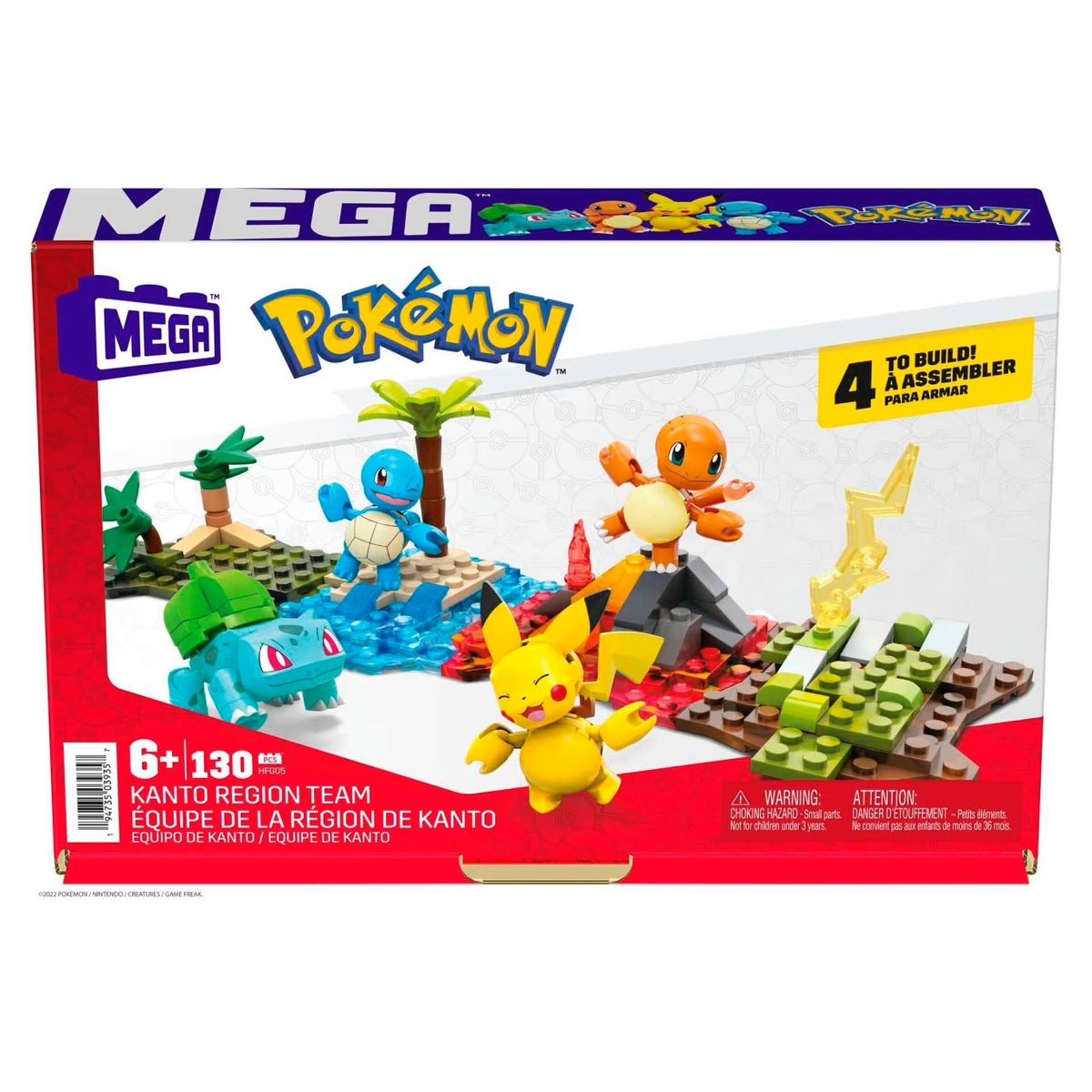POKEMON - Mega Pokémon Set Region Kanto 130 Bloques Pikachu charmander