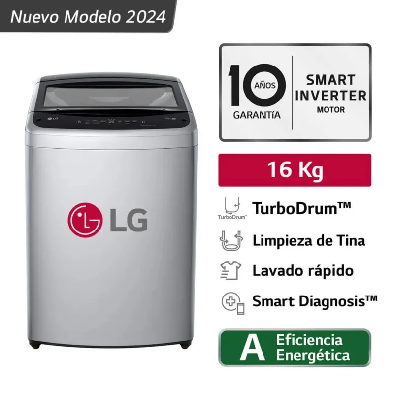 LG - Lavadora Automática LG Smart Inverter WT16DVTB 16 Kg TurboDrum Nuevo Modelo - Gris