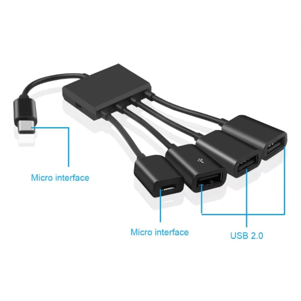 GENERICO - Adaptador OTG Pulpo Tipo C p celular Hub 3 puertos USB tipo-c 4 en 1