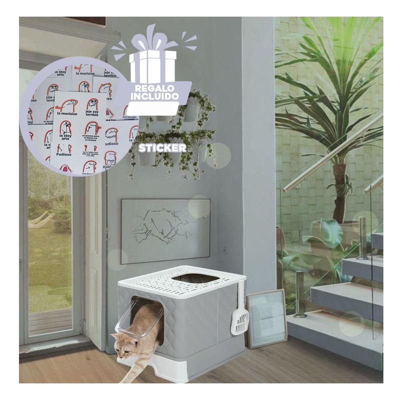 RYBIU IMPORT - Arenero de Facil Extraccion de Gato Plomo Y+Regalo Stickers