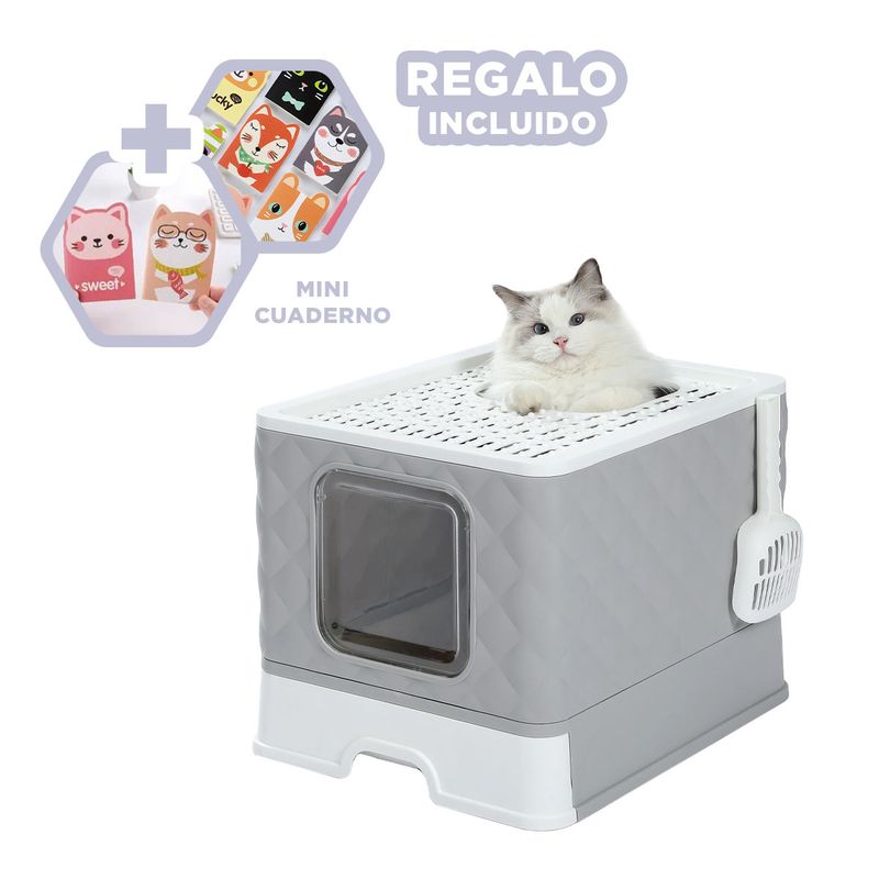 RYBIU IMPORT - Caja de Arena Diseño Cama de Color Plomo Y+Gift MiniAgenda