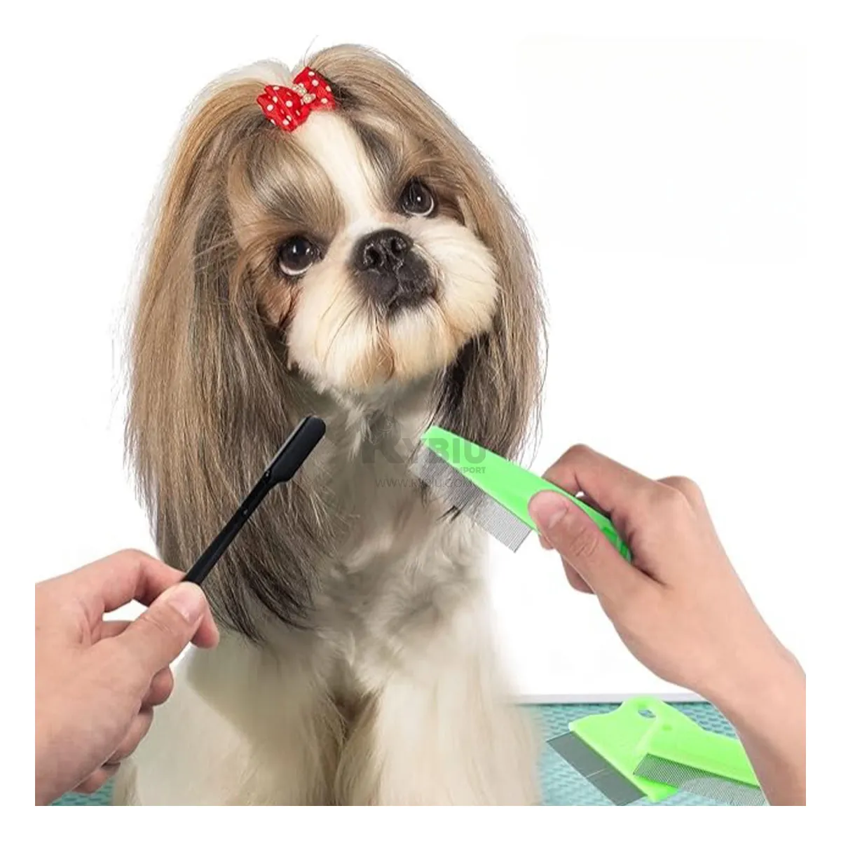 RYBIU IMPORT - Cepillo para Mascotas Contra Pulgas de Verde Y+Gift Stickers