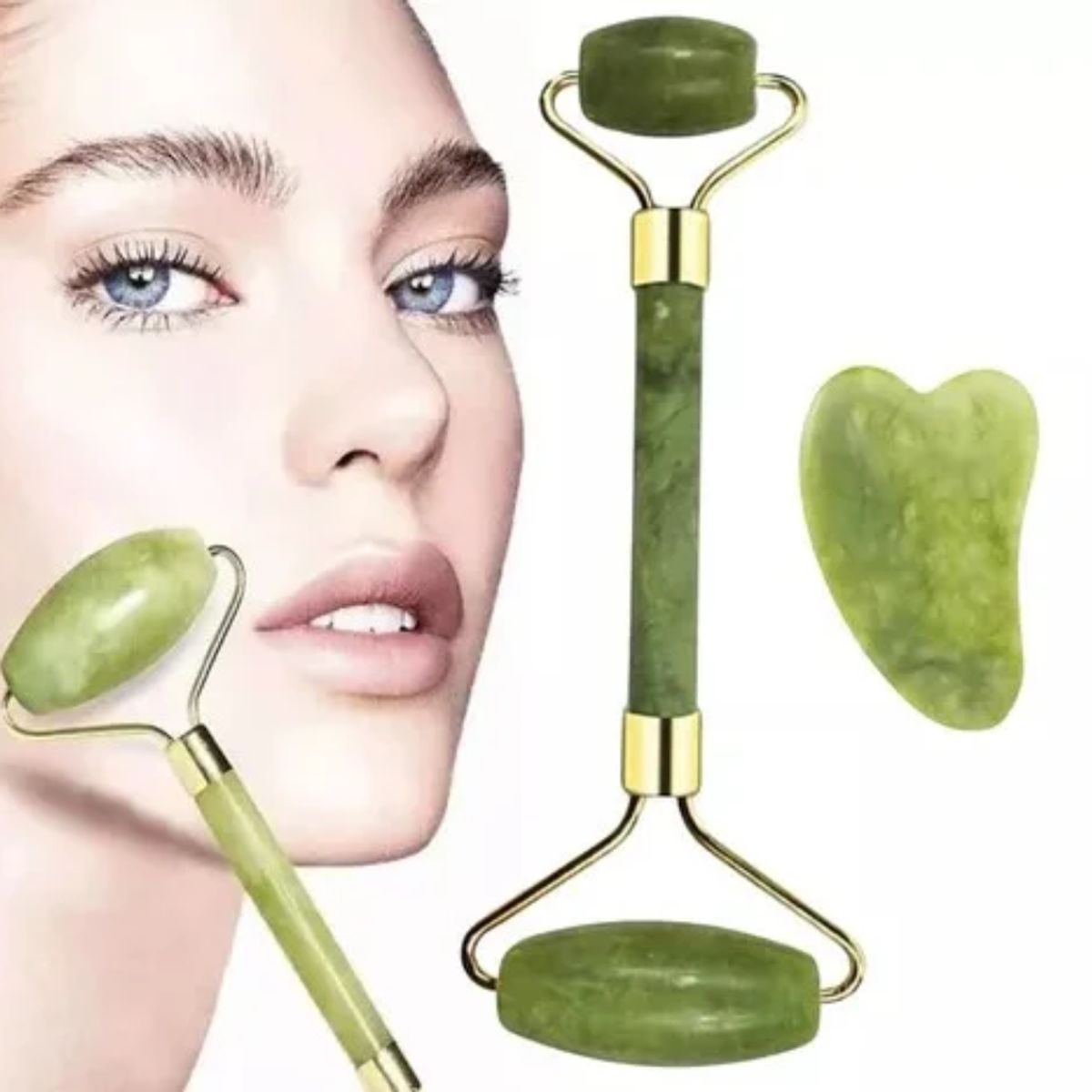 GENERICO - Masajeador Facial de Rodillo Jade Anti-envejecimiento - JD 939