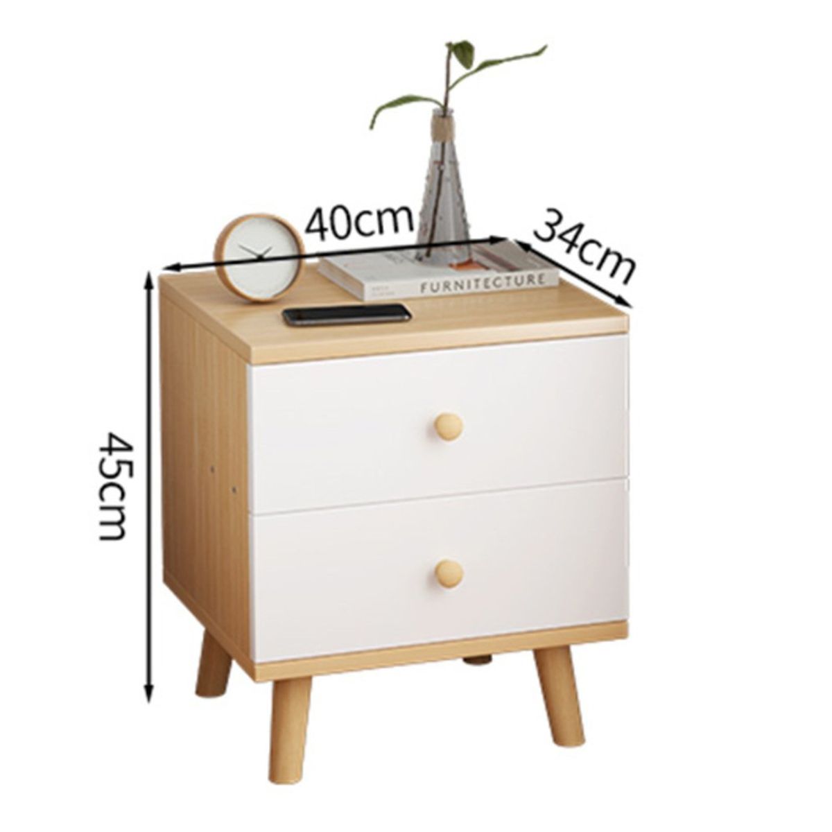 TU MESITA - Velador Vintage Zoeh 2 Cajones