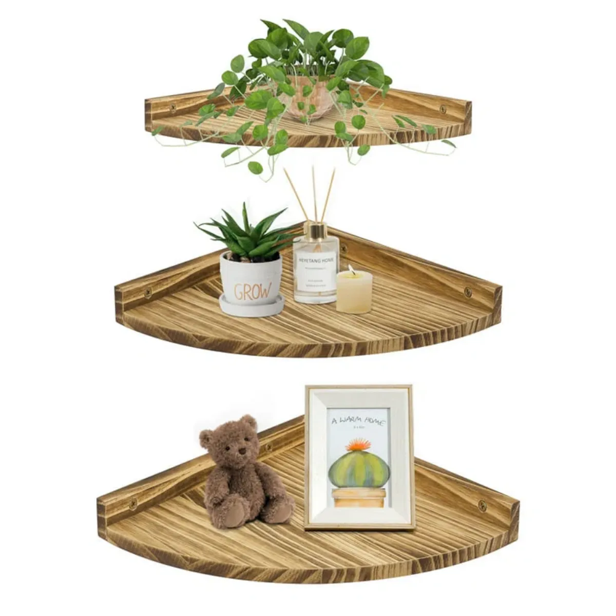 GENERICO - Repisa Flotante de Esquina Rustico  Beckers Caramelo Petrox Home