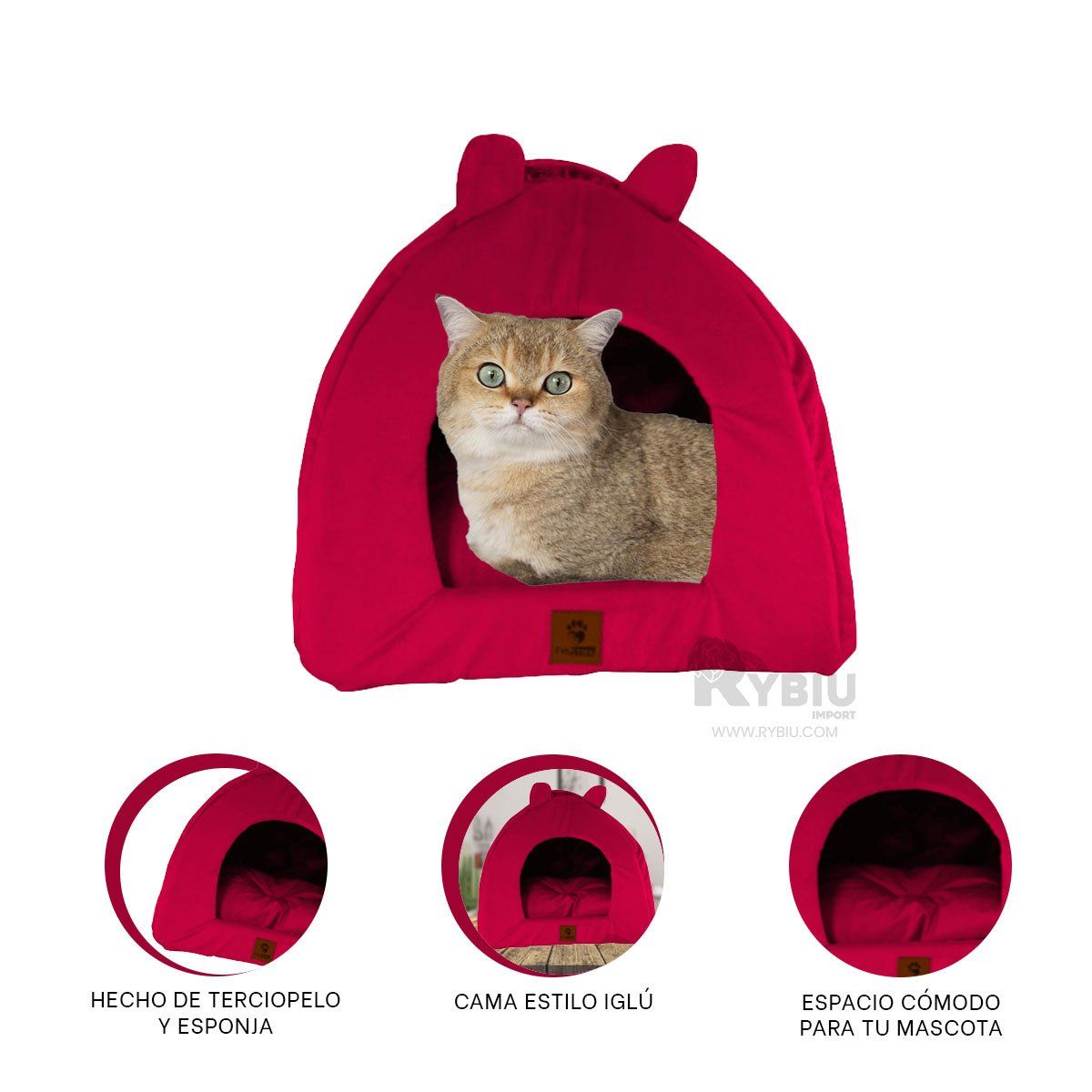 GENERICO - Colchon de Perro en Talla L de Iglu Rojo Y+Papel de Regalo