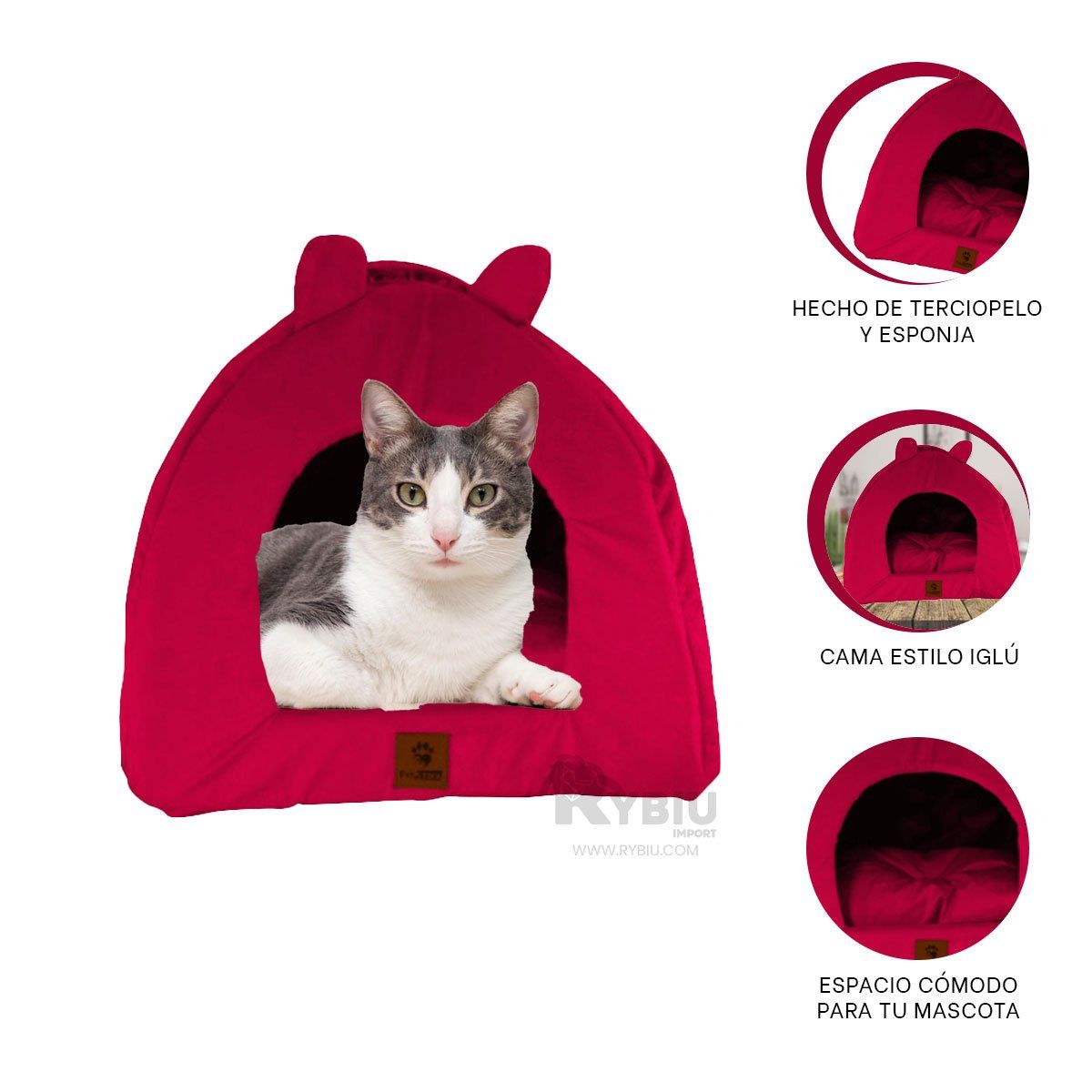 GENERICO - Iglu para Mascota de Rojo Talla L Y+Banderitas Adhesivas