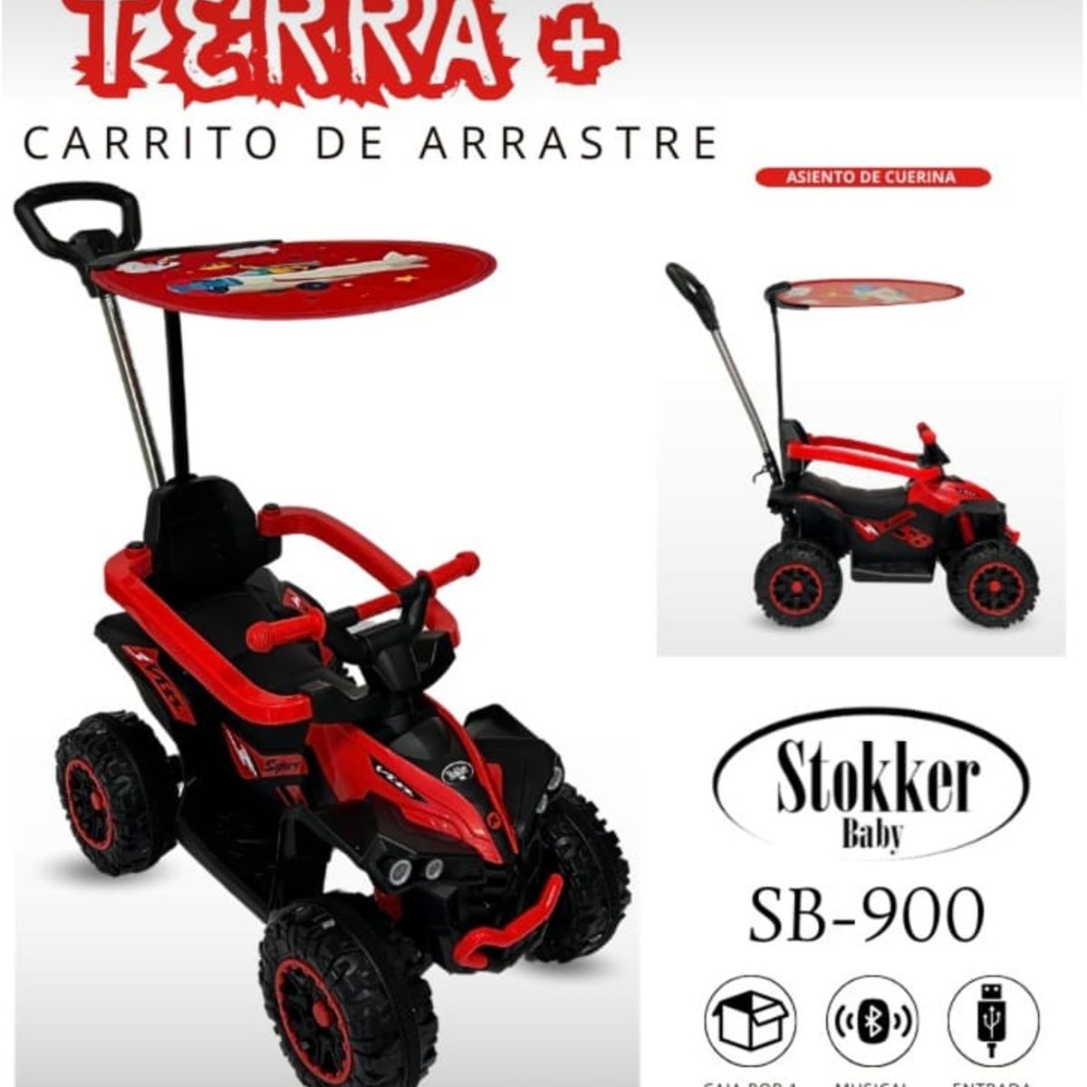 STOKKER BABY - Correpasillo Terra con USB, Bluetooth Sonido  -Rojo