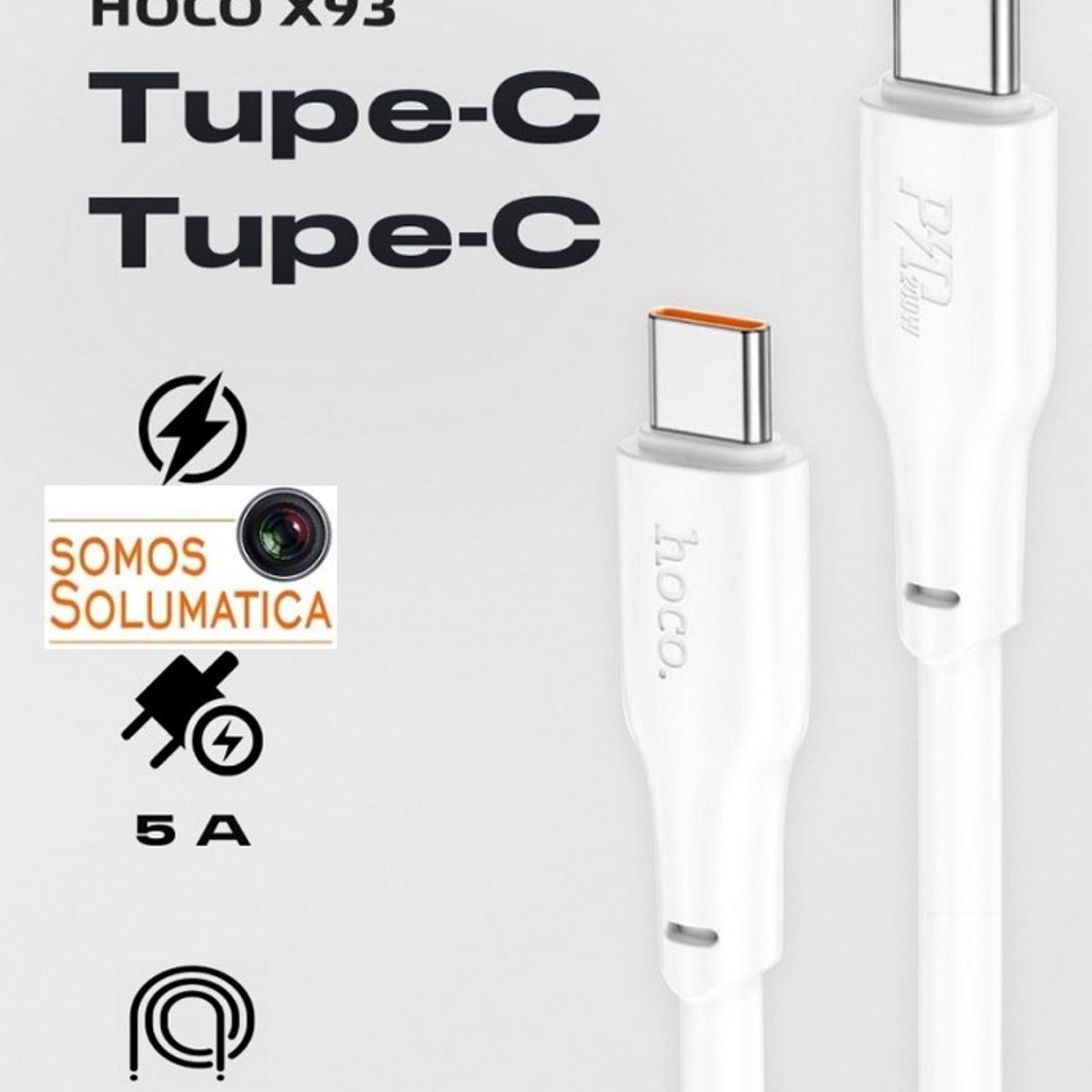 HOCO - Cable Tipo C 100W - 2 Metros PD 20V Para Laptop y Celular - Hoco