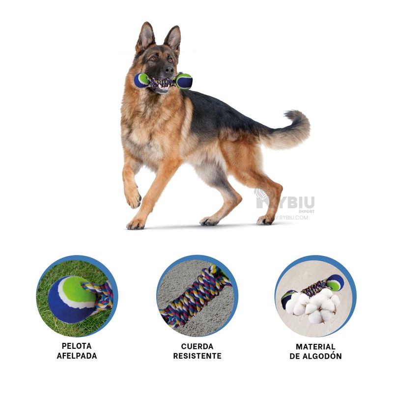 RYBIU IMPORT - Pelota Duradero para Perros en Tono Azul Y+Stickers