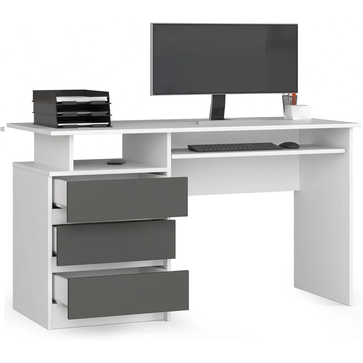 GENERICO - Escritorio Moderno 3Cajones Qamar Grafito Amore Home