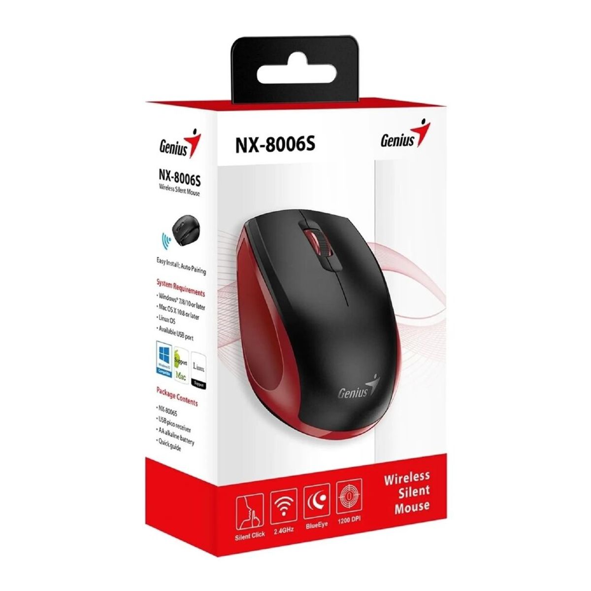 GENIUS - MOUSE GENIUS NX-8006S 31030024401 WIRELESS SILENT BLACK-RED