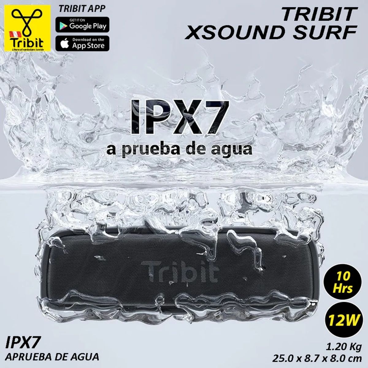 TRIBIT - PARLANTE TRIBIT PORTATIL XSOUND SURF NEGRO-12WATTS