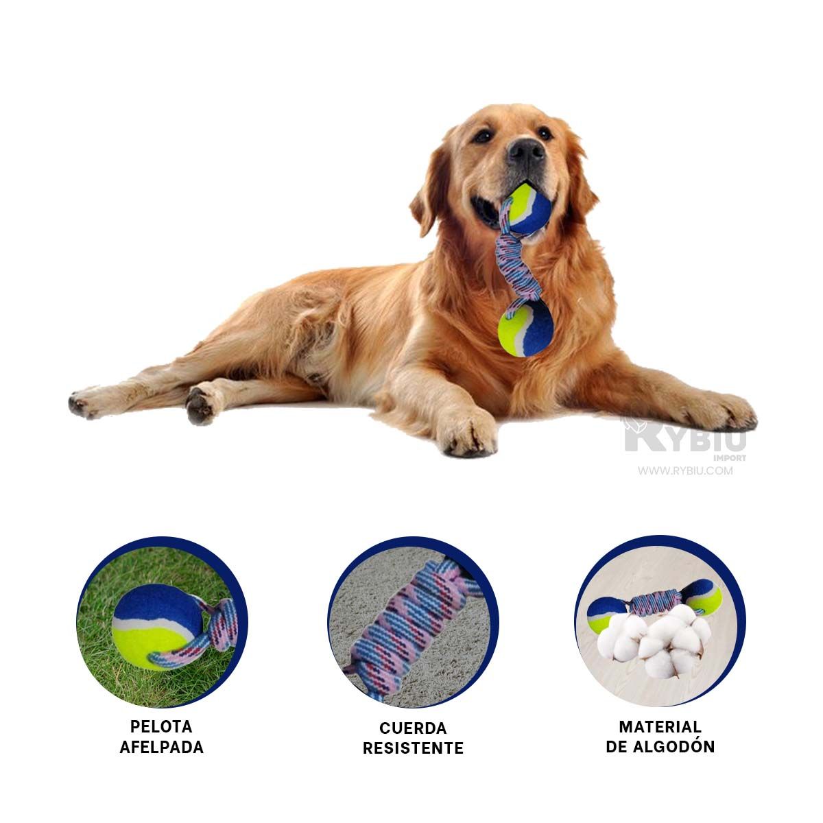 RYBIU IMPORT - Pelota Duradero para Perritos Coloracion Amarillo Y+Stickers