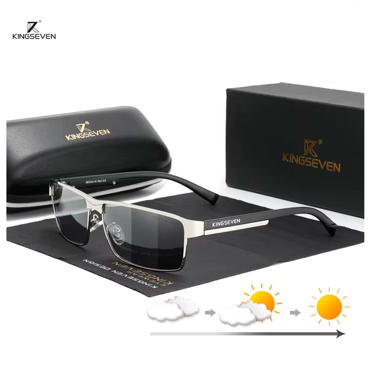 KINGSEVEN - Lentes de Sol kingseven Polarizados Fotocromaticos + estuche