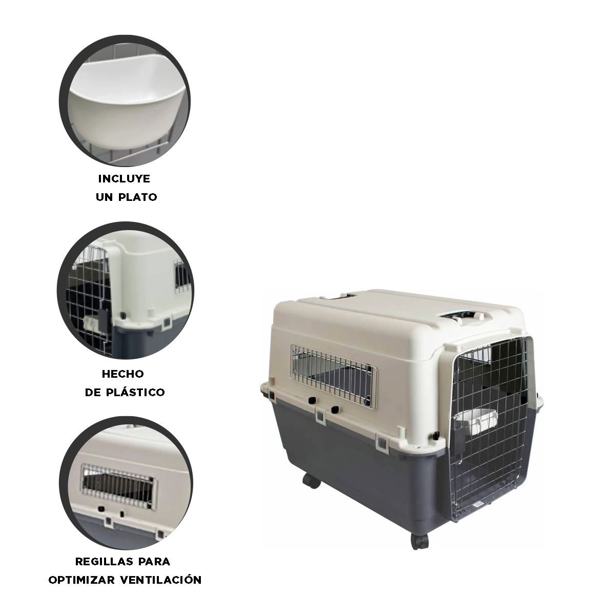 RYBIU IMPORT - Contenedor para Viaje de Mascota L90 Plomo Oscuro Y+Agendita