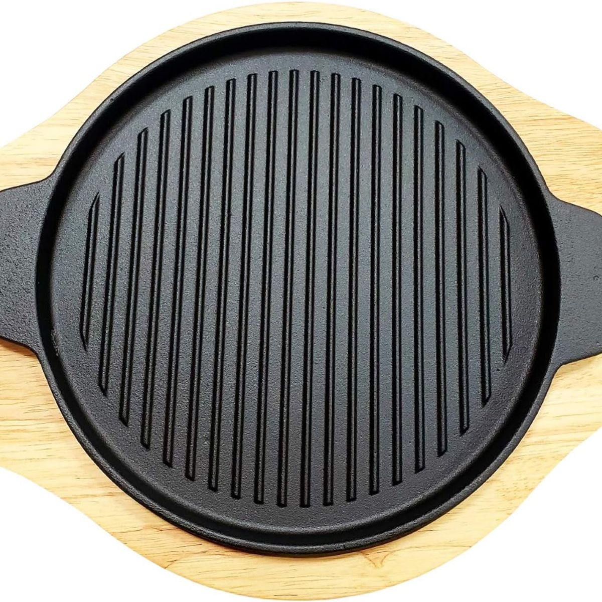 GENERICO - Sarten Redonda De Hierro Fundido Con Revestimiento De Madera